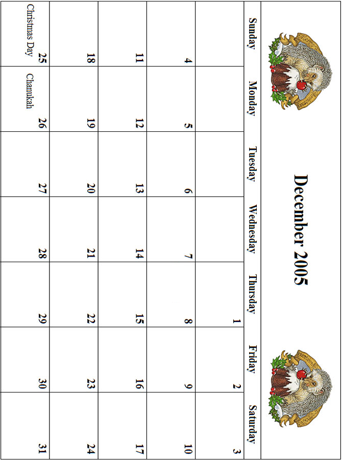 2005 December Calendar