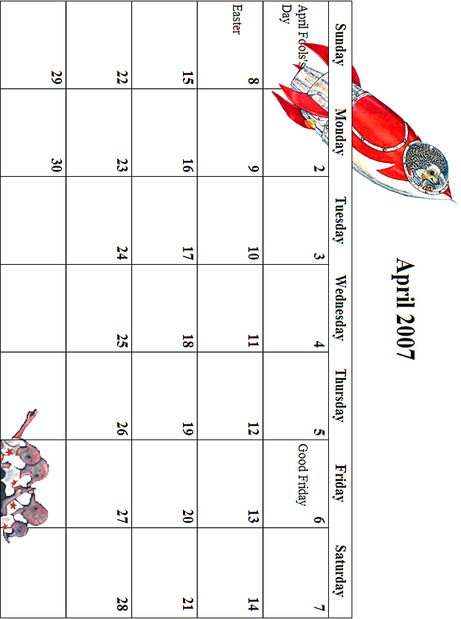 2007 April Calendar Grid
