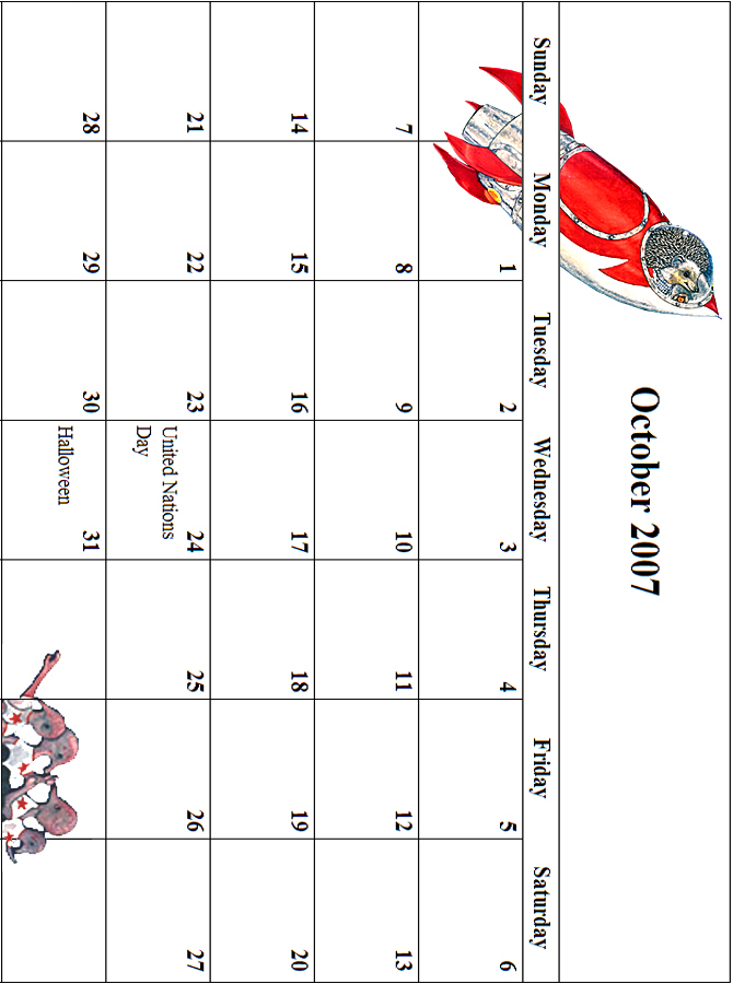 2007 October Calendar Grid