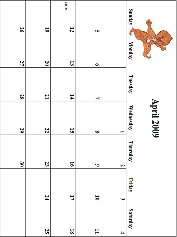 april calendar. 2009 April Calendar Grid