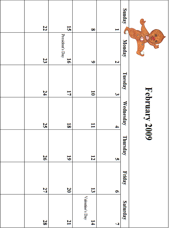 2009 February Calendar Grid