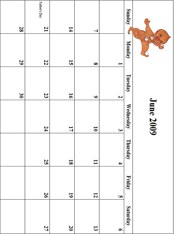 2009 June Calendar Grid