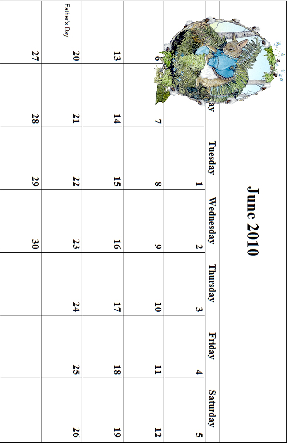 2010 June Calendar Grid