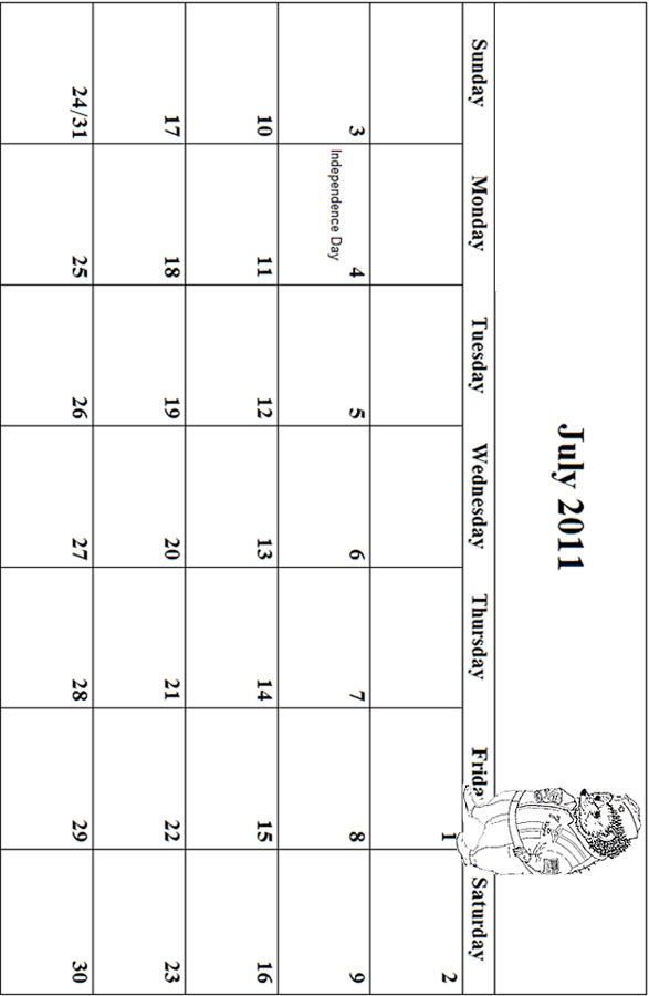 July 2011 Coloring Grid