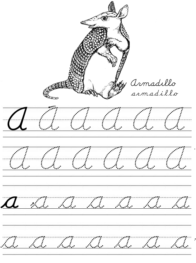 Alphabet Coloring Tracers Cursive A