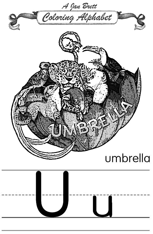 jan brett coloring pages for the umbrella - photo #12
