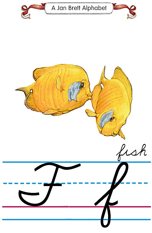 Cursive alphabet F fish
