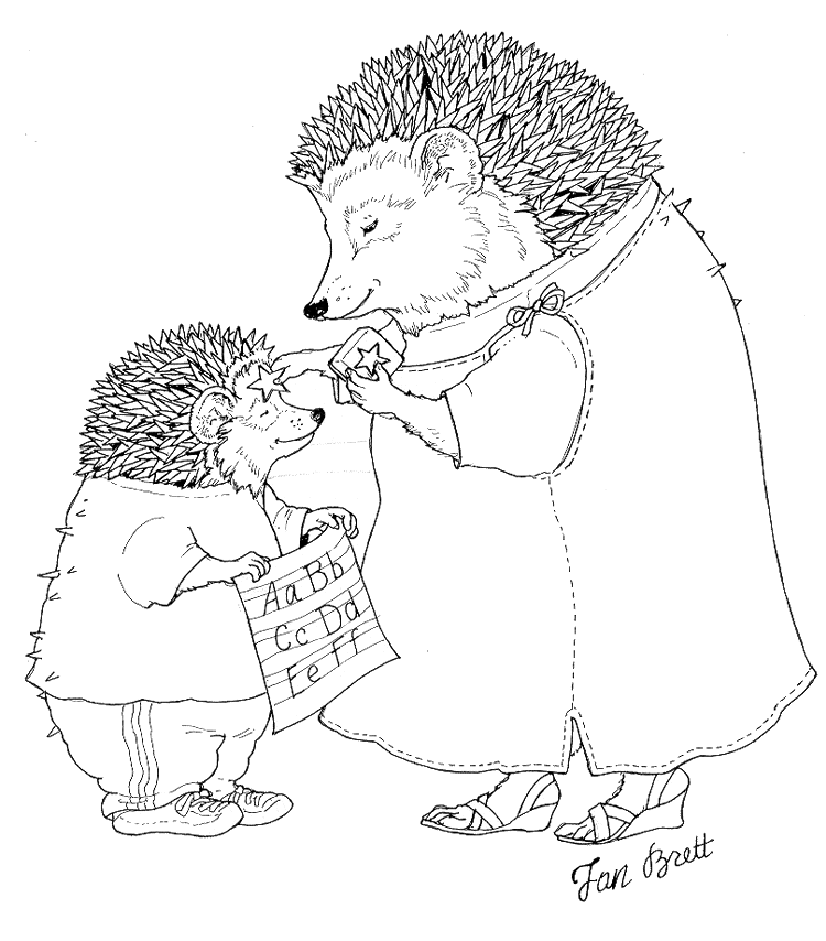 jan brett coloring pages hedgehog baby - photo #13