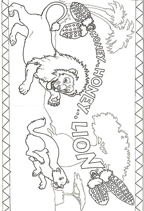 Honey...Honey...Lion Lion Chasing Badger Coloring Page