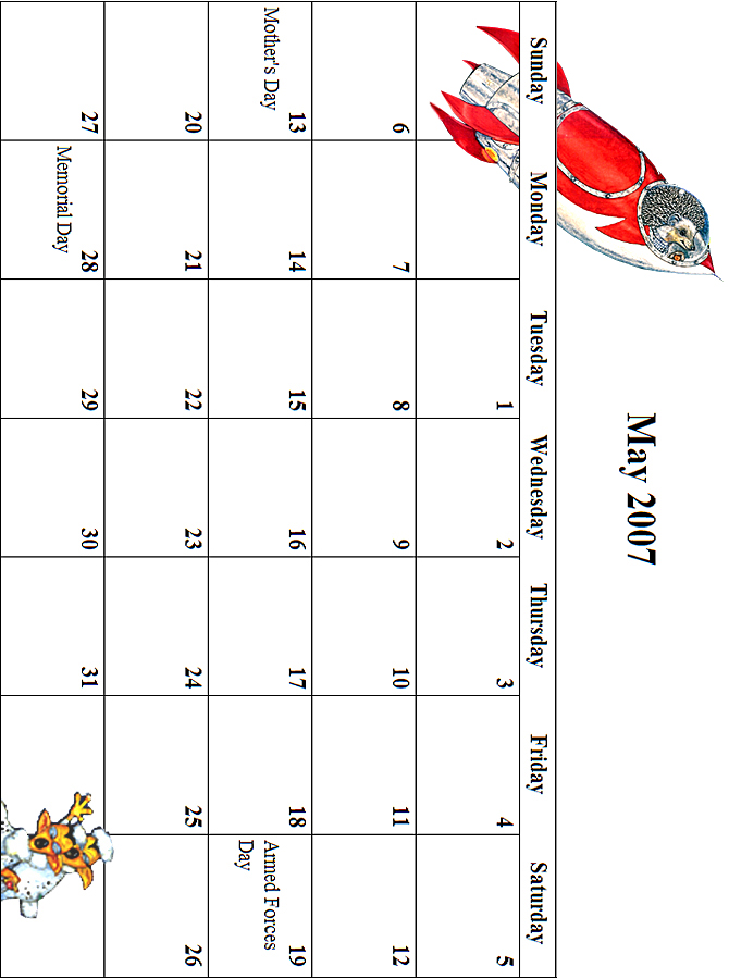 2007 May Calendar Grid