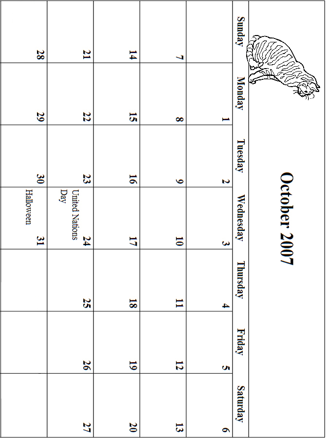 2007 October Coloring Grid