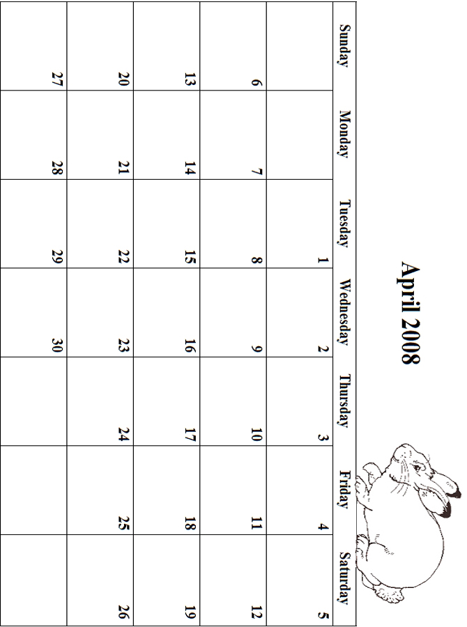 2008 Coloring Calendar April