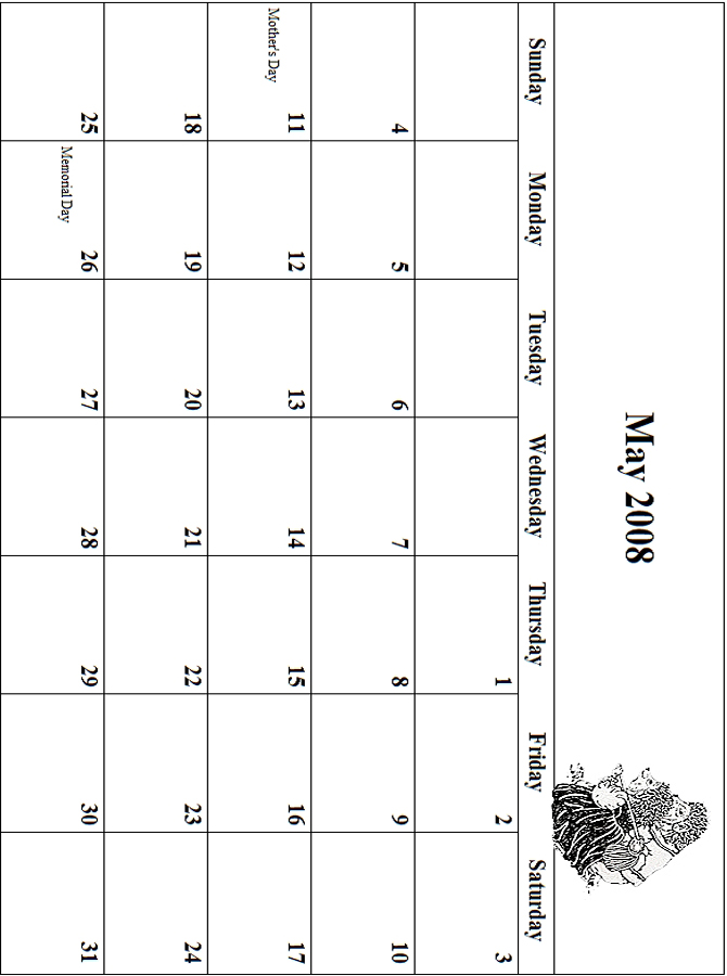 2008 Coloring Calendar May