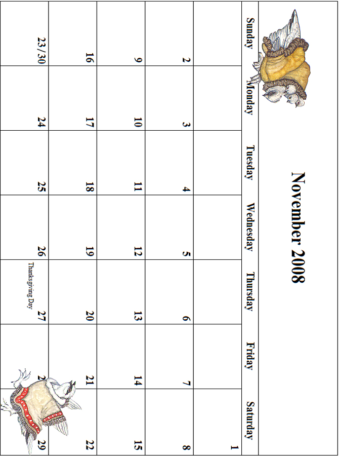 2008 November Calendar Grid
