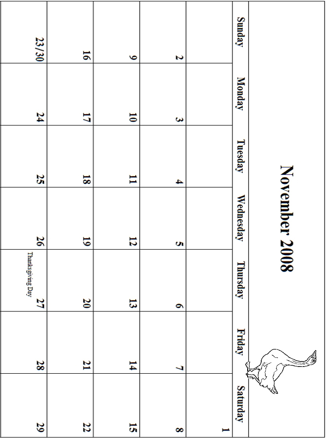 2008 November Coloring Grid