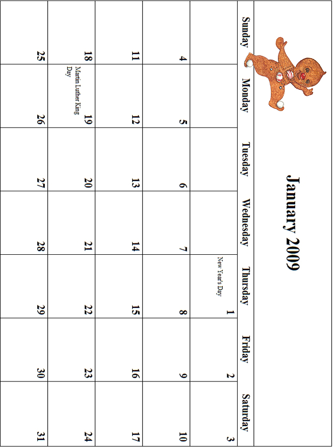 2009 February Calendar Grid