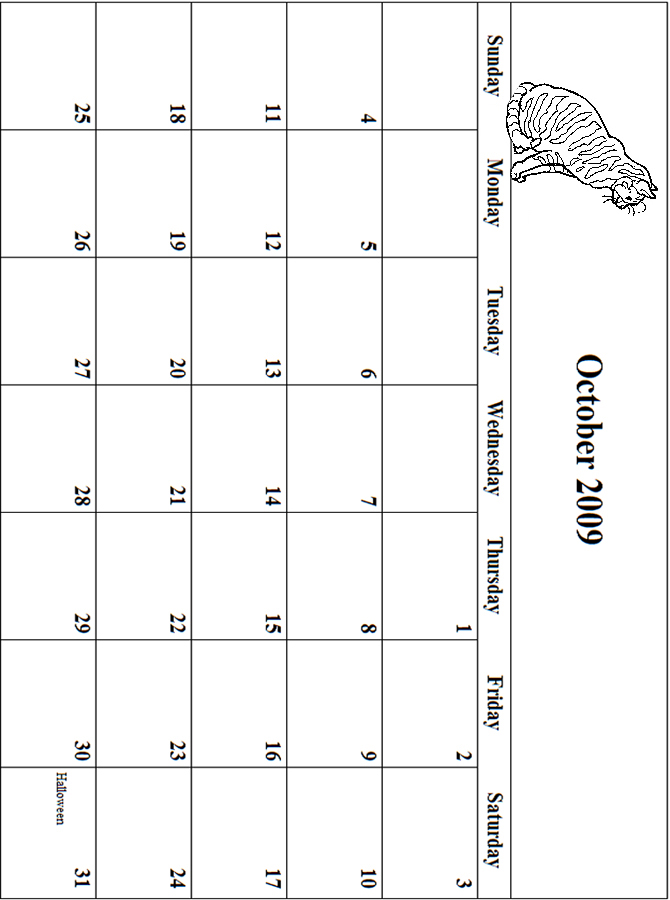 2009 October Coloring Grid