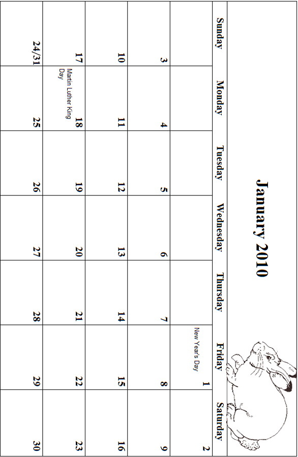 2010 Coloring Grid January