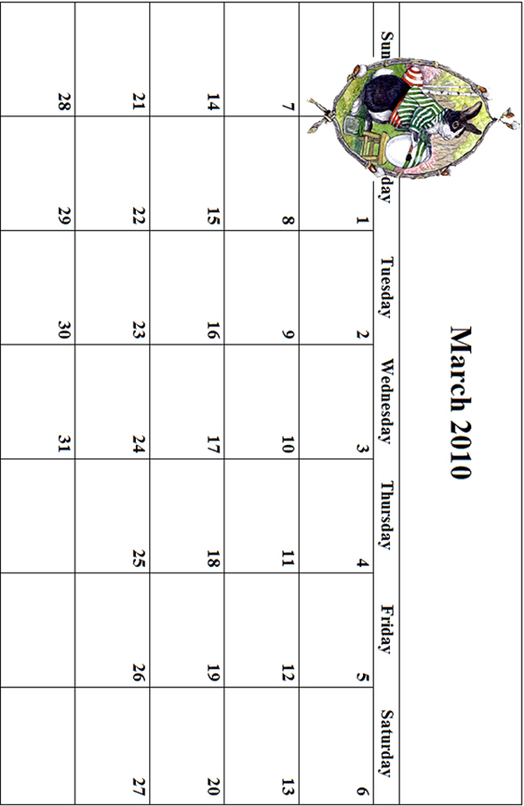 2010 March Calendar Grid