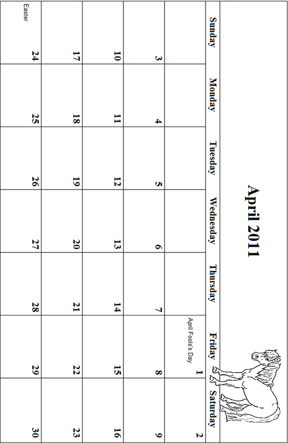 April 2011 Coloring Grid