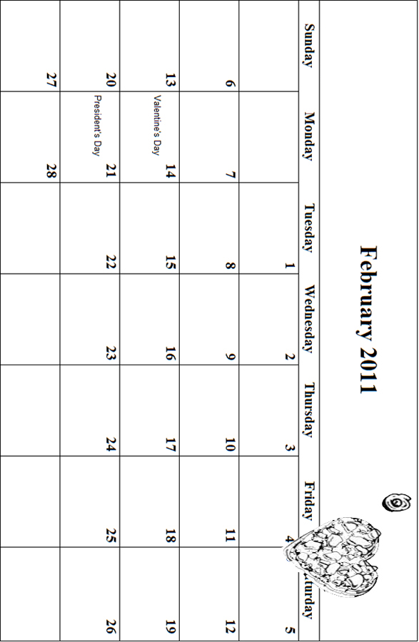 2011 February Coloring Grid