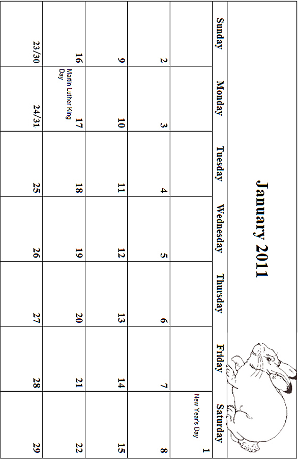 2011 January Coloring Grid