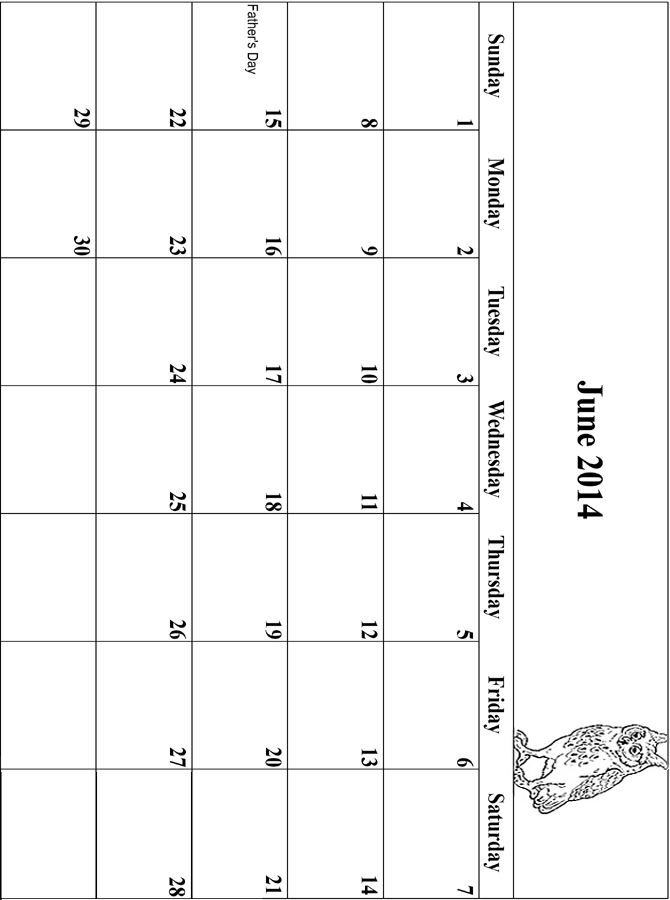 2014 Coloring Calendar Grid June