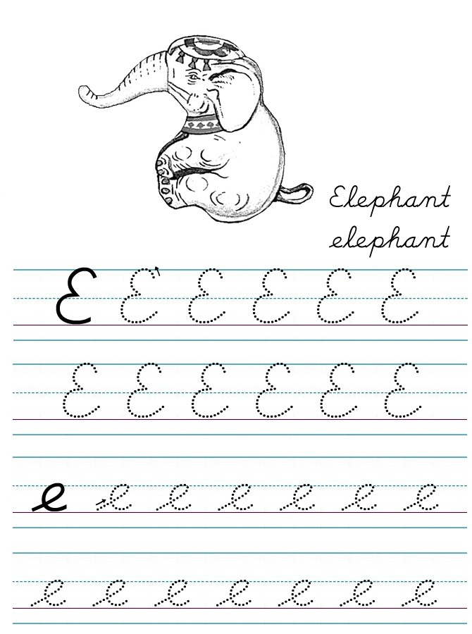 Alphabet Coloring Tracers Cursive E