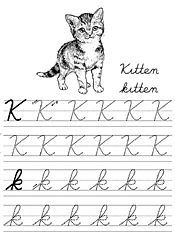 Alphabet Coloring Tracers Cursive K