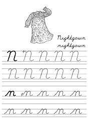 Alphabet Coloring Tracers Cursive N