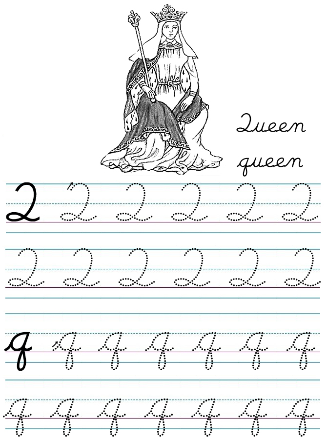 Alphabet Coloring Tracers Cursive Q