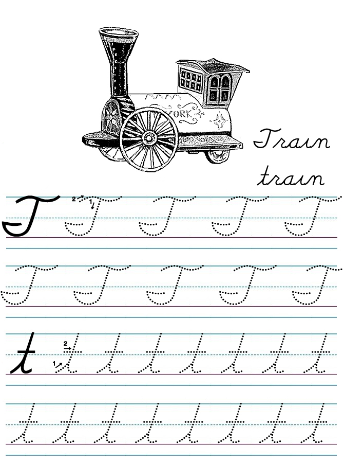 Alphabet Coloring Tracers Cursive T