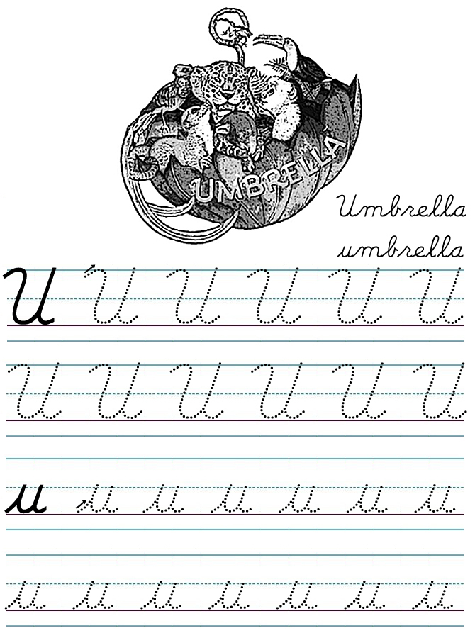 Alphabet Coloring Tracers Cursive U