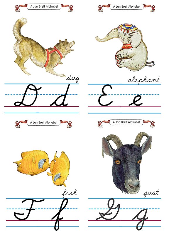 Flash Card Cursive Alphabet D to G