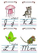 Flash Card Cursive Alphabet J to M