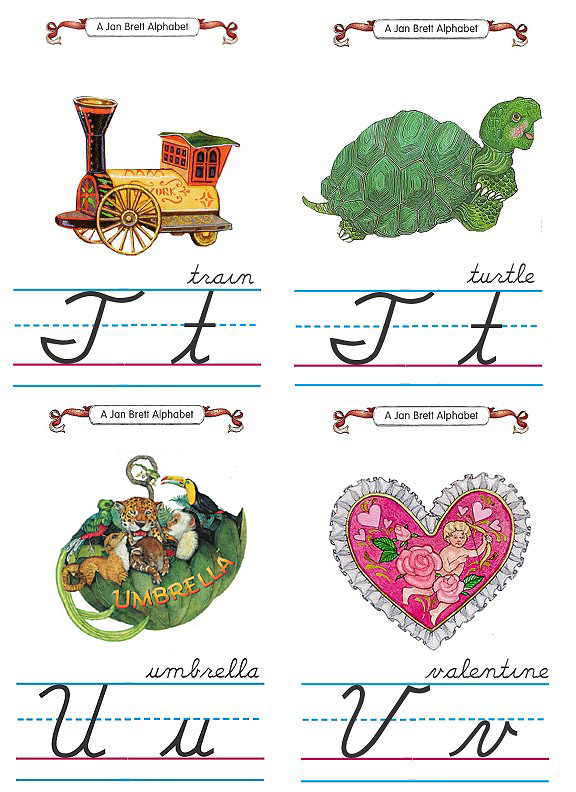 Flash Card Cursive Alphabet T to V