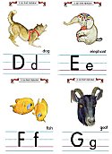 Flash Card Traditional Alphabet D to G
