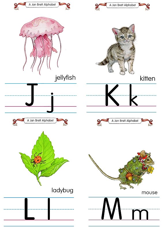 Flash Card Traditional Alphabet J to M