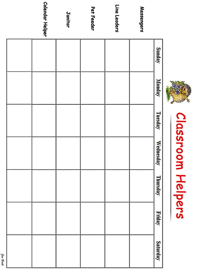 Classroom Helper Job Chart