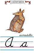 Cursive alphabet A antler