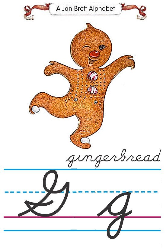 Cursive alphabet G gingerbread
