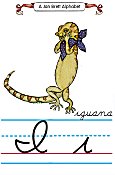 Cursive alphabet I iguana