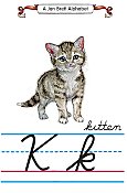 Cursive alphabet K kitten