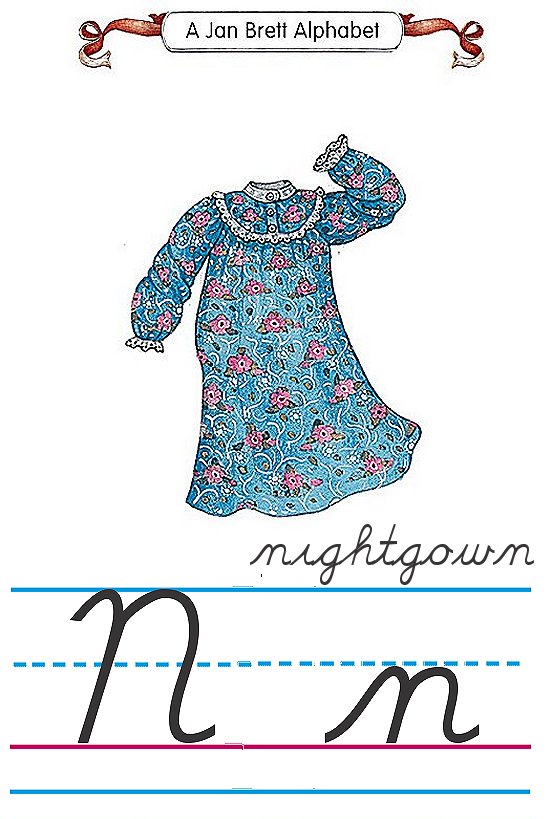 Cursive alphabet N nightgown