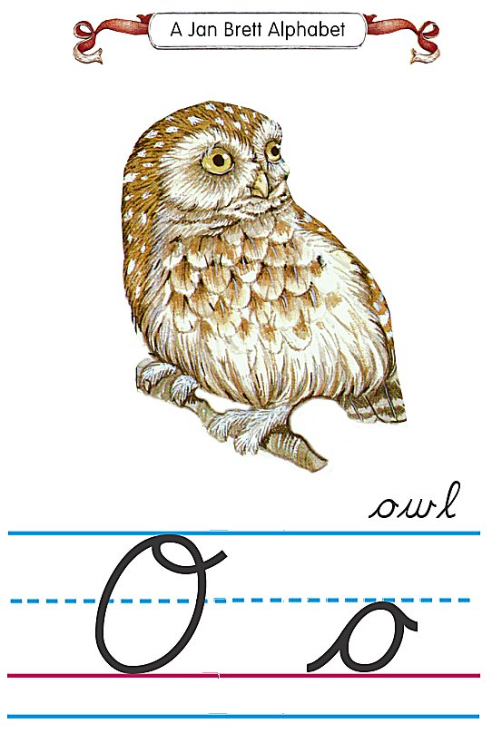 Cursive alphabet O owl