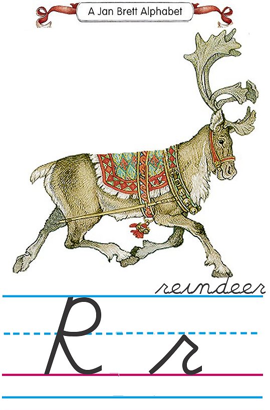 Cursive alphabet R reindeer