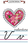 Cursive alphabet V valentine