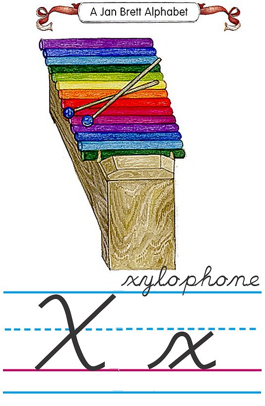 Cursive alphabet X xylophone