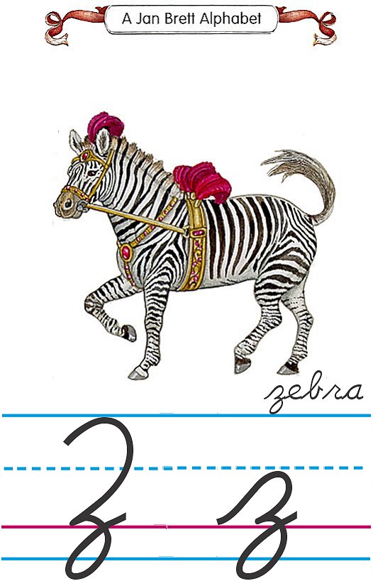 Cursive alphabet Z zebra