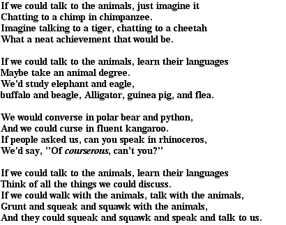 Talk to the Animals Activity Page
